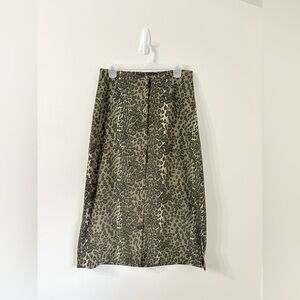 Vtg Y2K RAINBOW BRIDGE Green Midi Skirt S Leopard Mobwife Grunge Punk 90s Indie